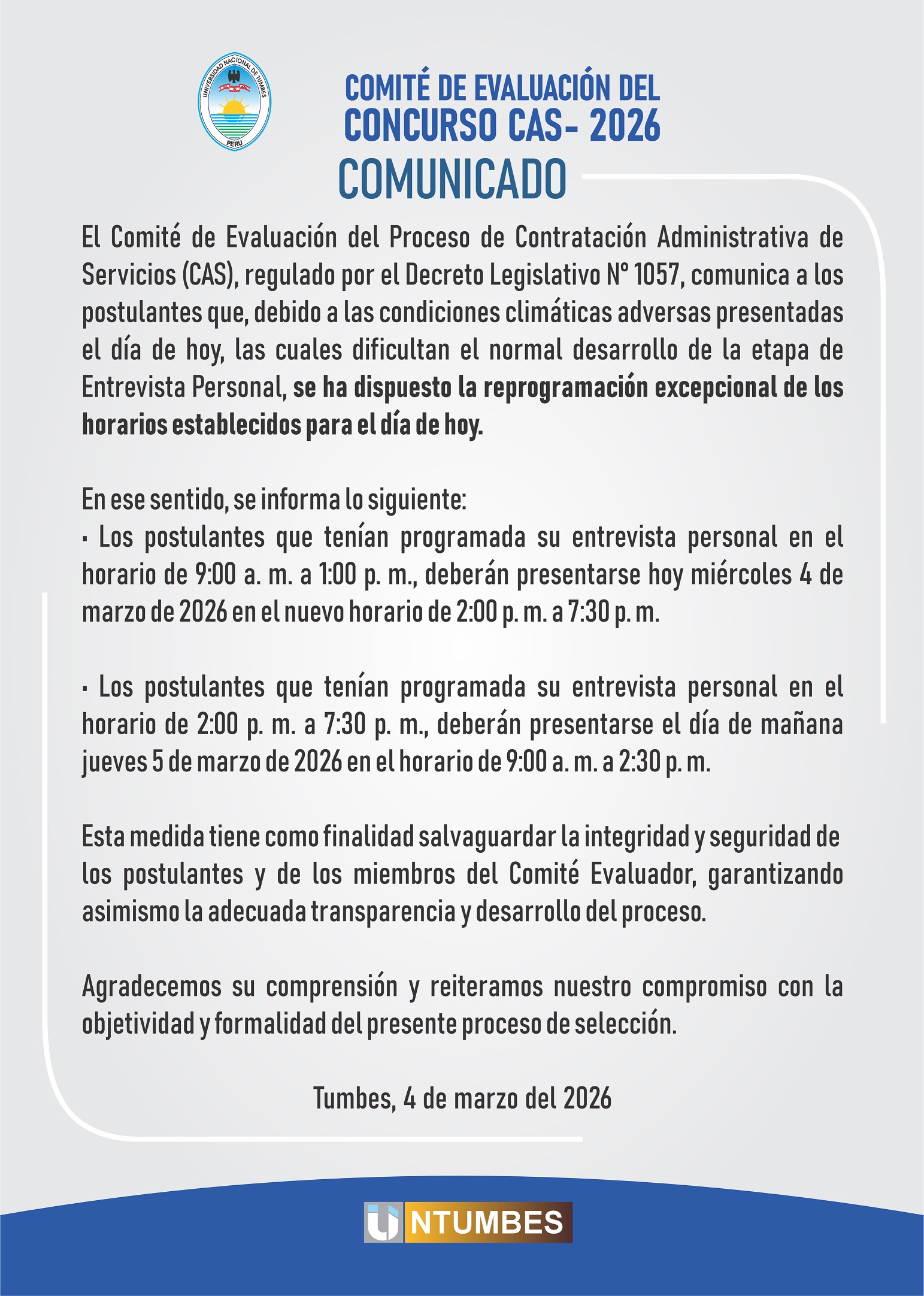 Comunicado CAS - 2026